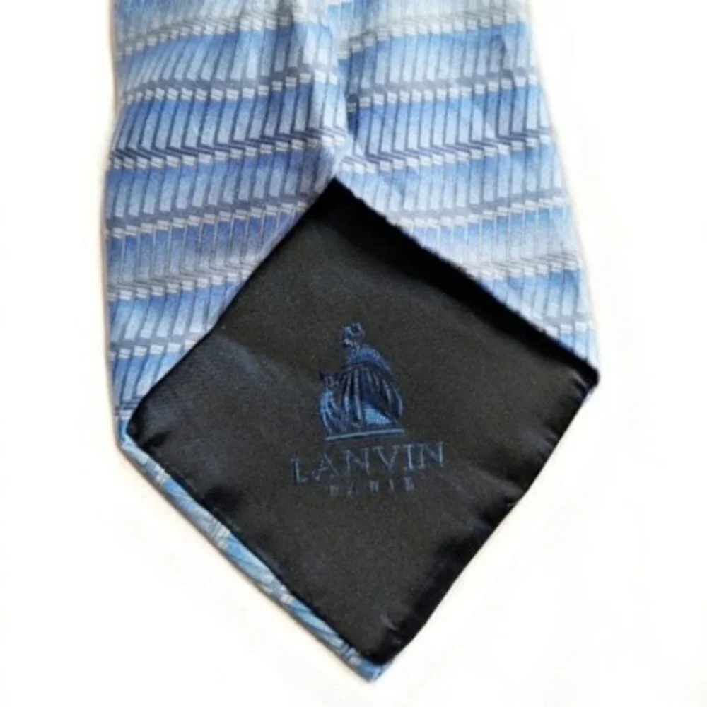 Lanvin Blue Striped Silk Men's Tie